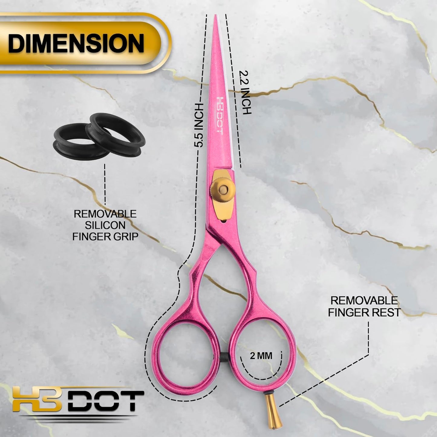HB DOT Professional Mustache Scissors, 5.5 Inches Mustache and Beard Scissors, German Stainless Steel Beard Scissors for Men with Beautiful Case and Mustache Comb. (Silver and Gold)