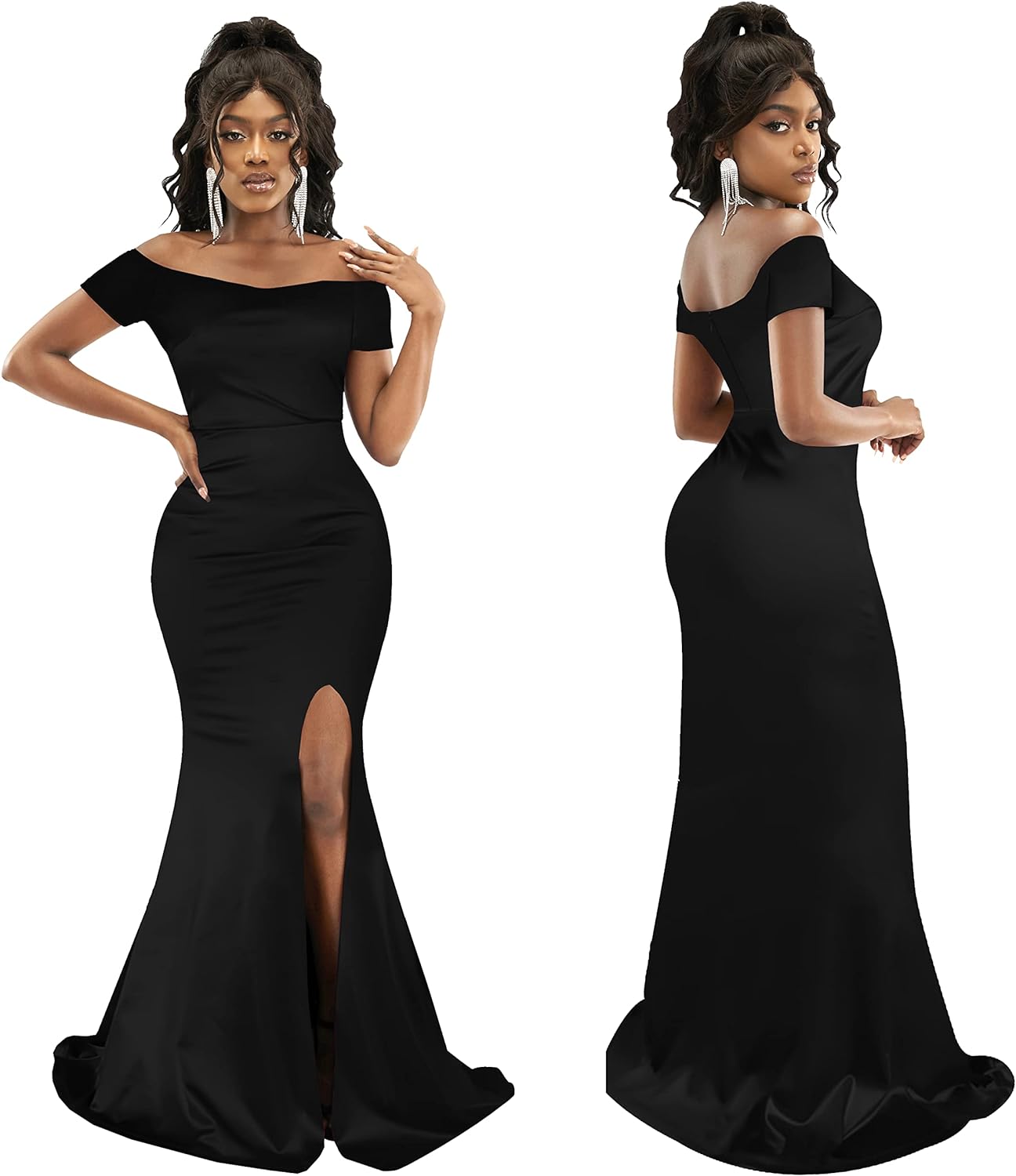 JTNFairy Women's Sexy Ruffle Sleeveless One Shoulder Bodycon Dresses Classy Pencil Curvy Party Evening Long Formal Dress