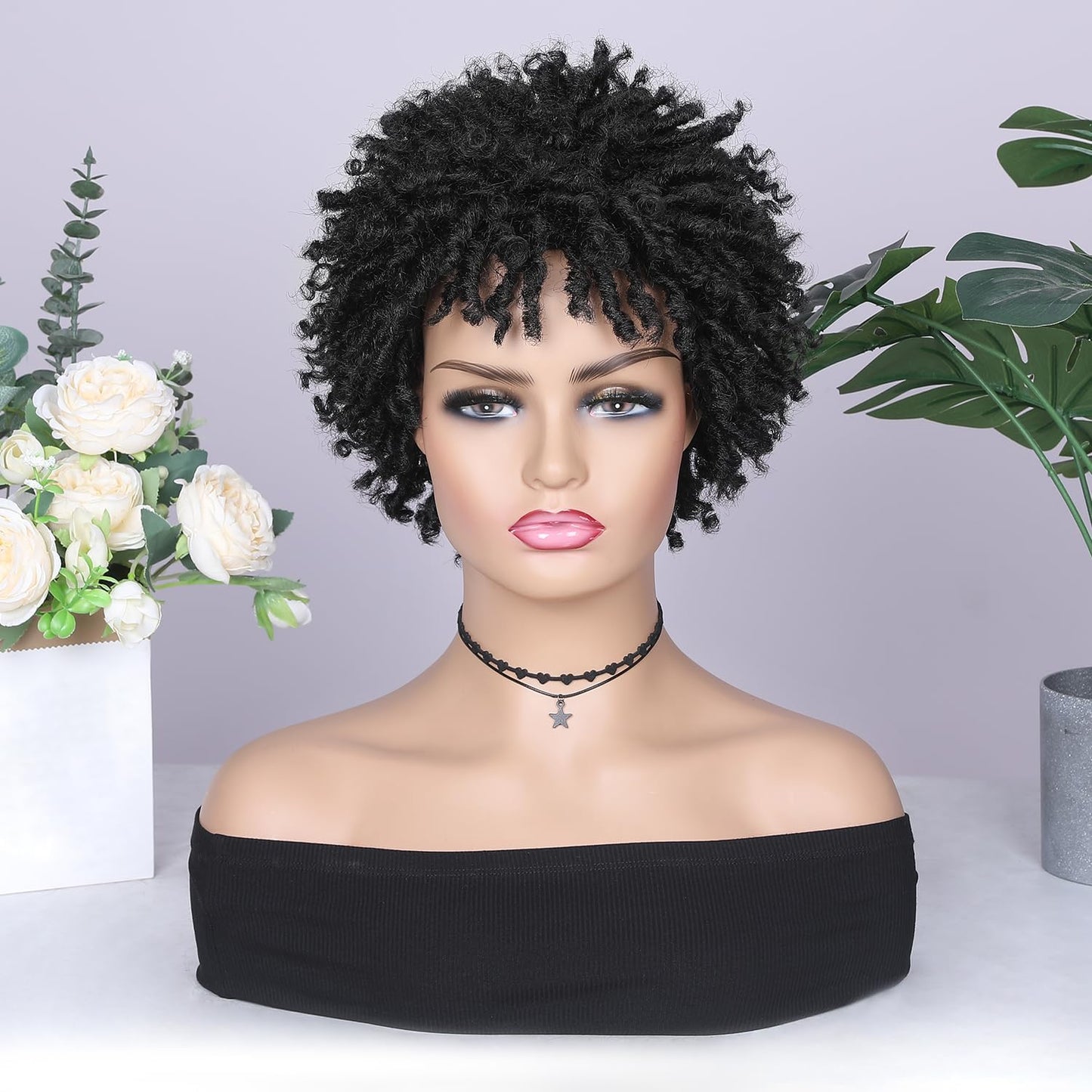 Faux Locs Braid Wigs for Women and Men Short Afro Locs Dreadlock Wig Twist Braided Dreads Wig Natural Curly Synthetic Wig