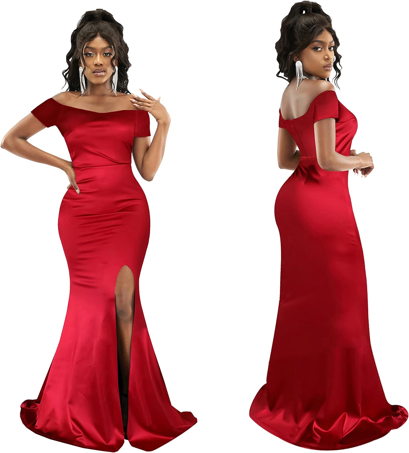 JTNFairy Women's Sexy Ruffle Sleeveless One Shoulder Bodycon Dresses Classy Pencil Curvy Party Evening Long Formal Dress