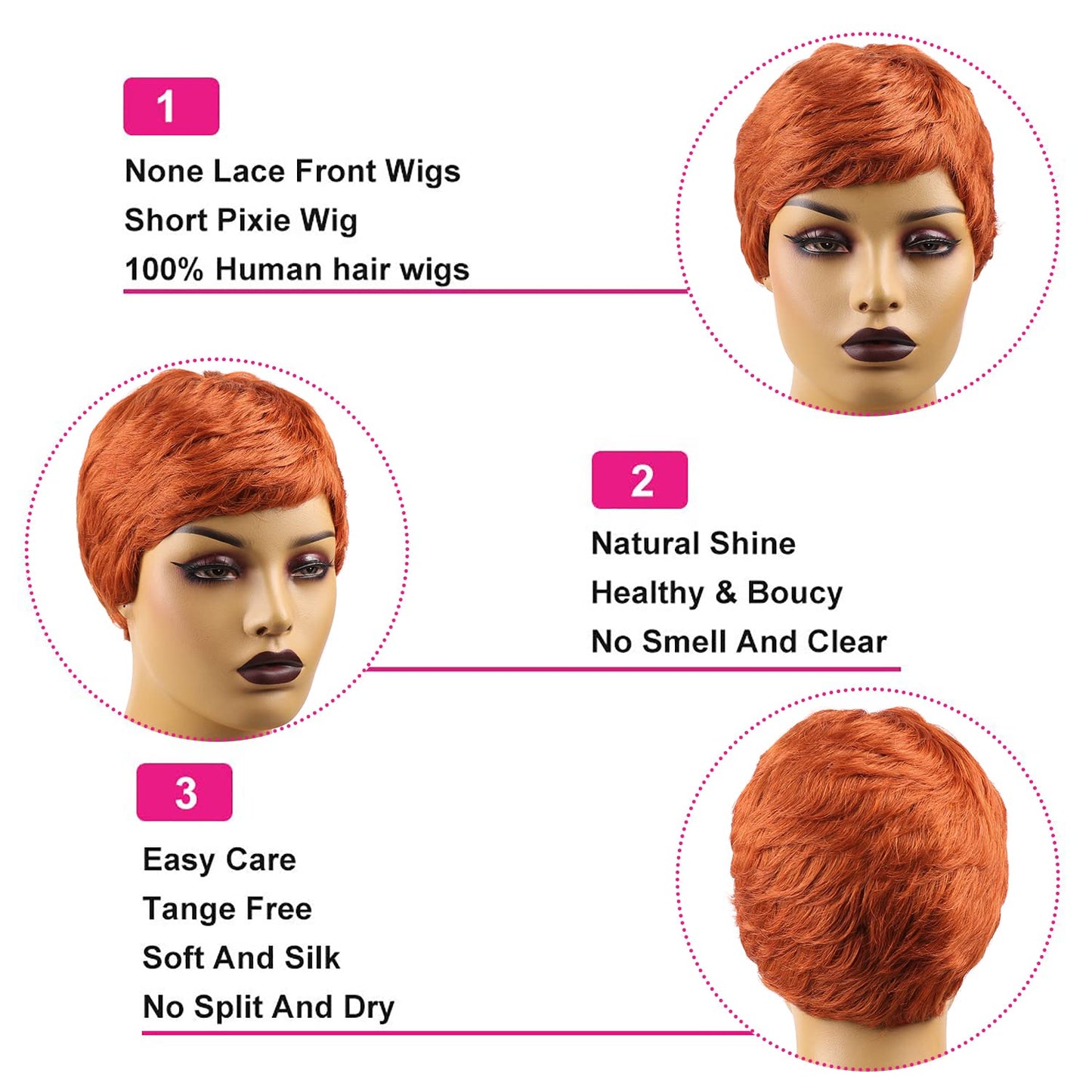 Vogue Pixie Wigs Short Black Wavy Layered Short Human Hair Wigs for Black Women (1B#)