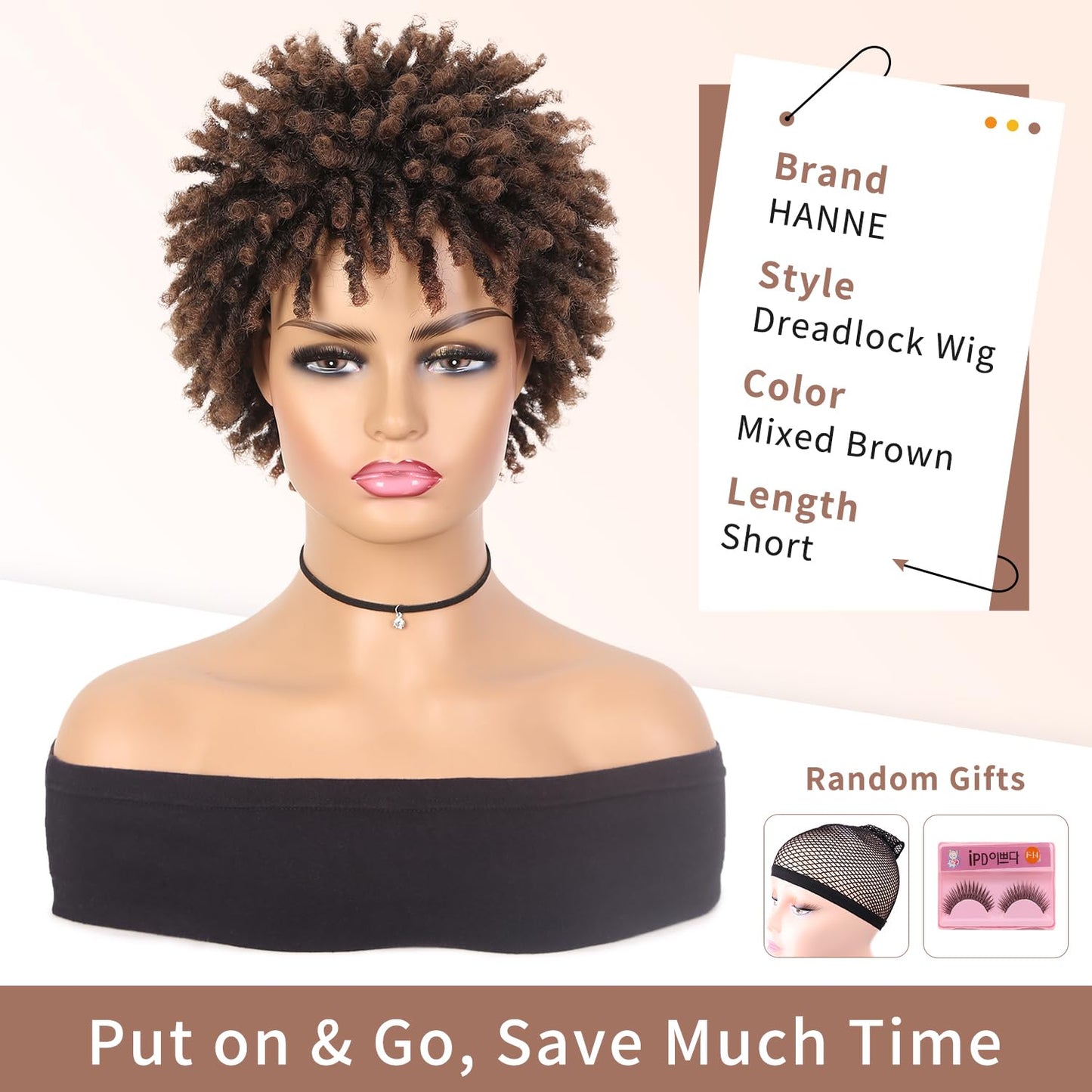 Faux Locs Braid Wigs for Women and Men Short Afro Locs Dreadlock Wig Twist Braided Dreads Wig Natural Curly Synthetic Wig