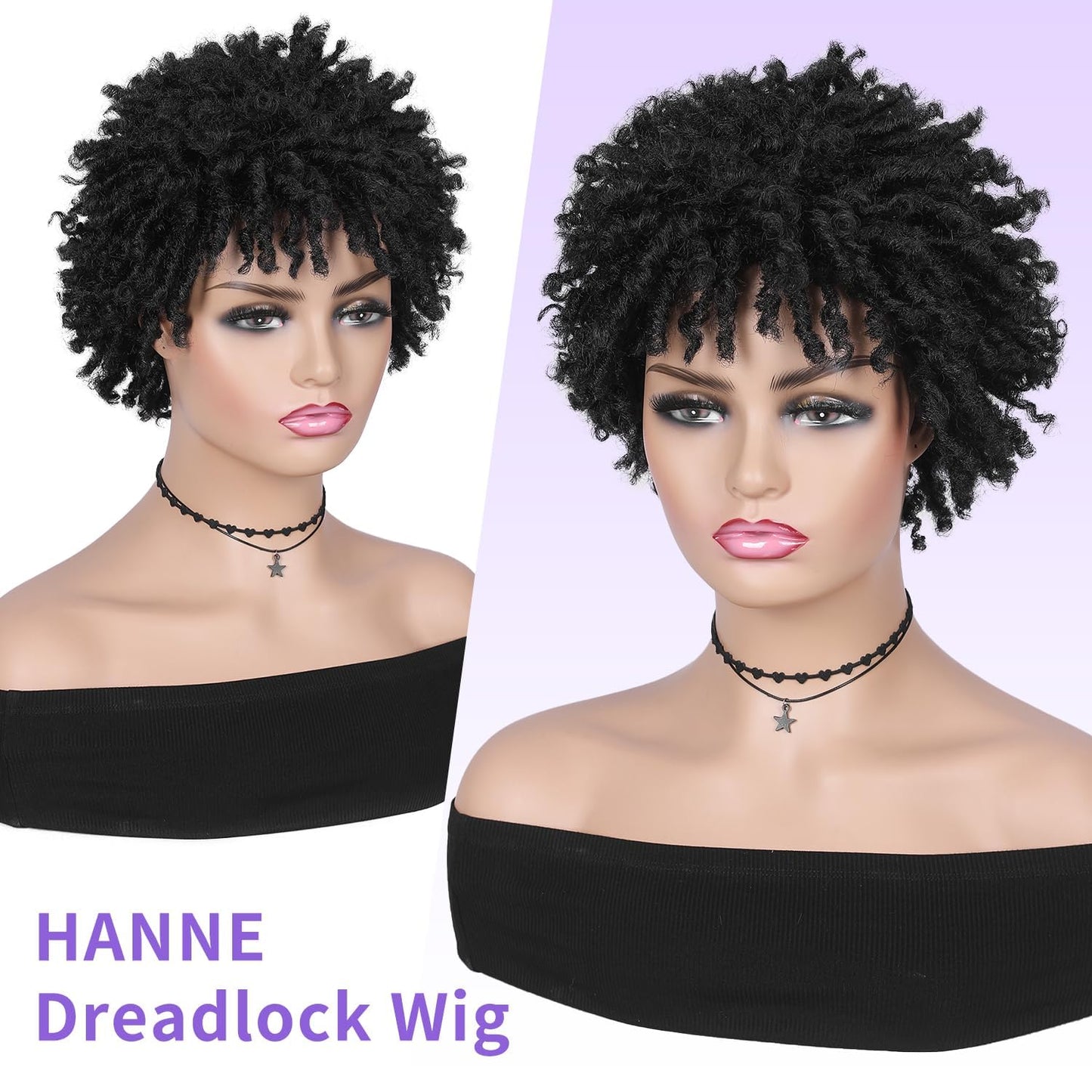 Faux Locs Braid Wigs for Women and Men Short Afro Locs Dreadlock Wig Twist Braided Dreads Wig Natural Curly Synthetic Wig