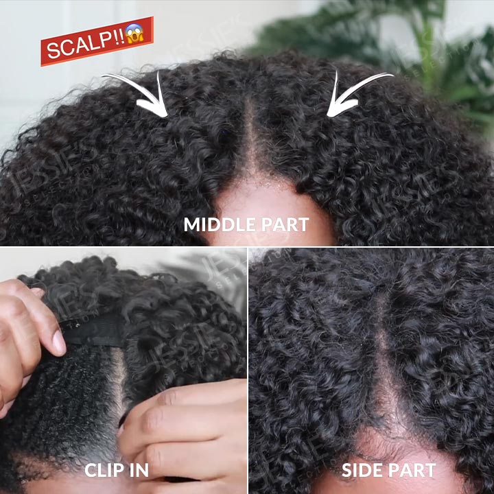 $169.99 26" Kinky Curly Thin V Part Wig Human Hair Flash Deal