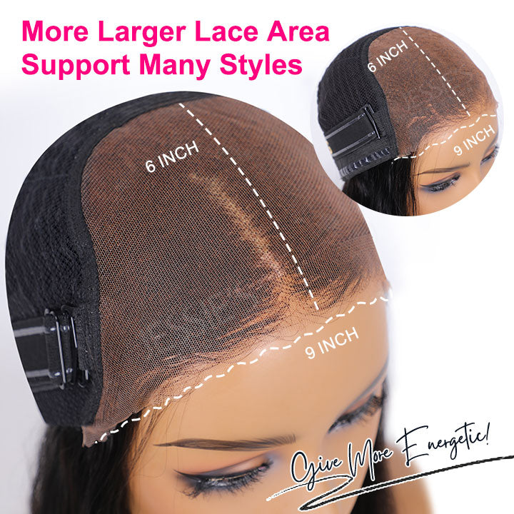 Long Layered Curtain Bangs with Rich Honey Brown Ombre Wavy 9x6 Pre Cut Lace Wigs