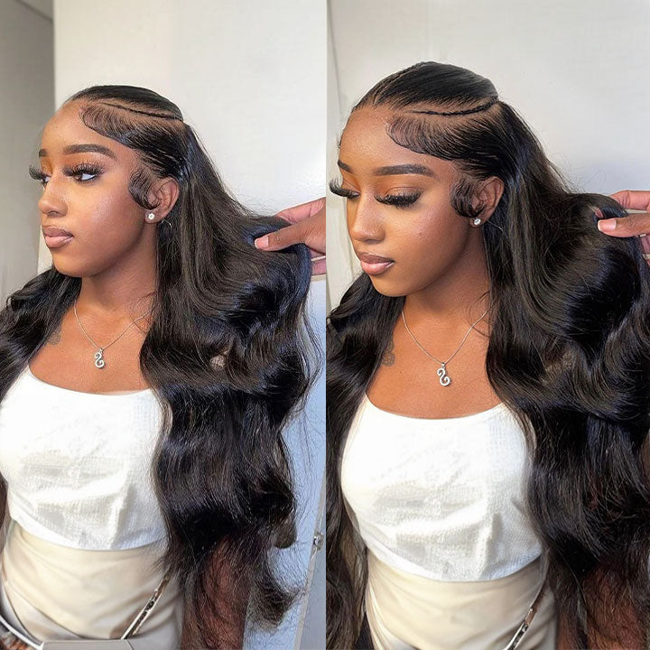 Pre Braided Wig Body Wave 13x4 Pre Cut Lace Front Wigs With Baby Hair