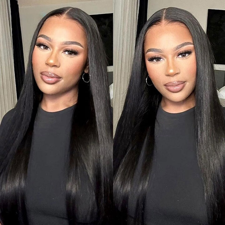 Straight 9x6 Pre Cut Lace Glueless Wig Bleached Knots Human Hair