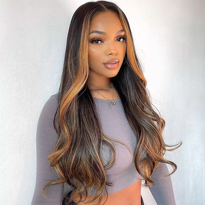 Highlight Body Wave 13x4 Pre Everything Wig Pre Cut Lace Glueless Human Hair Wig