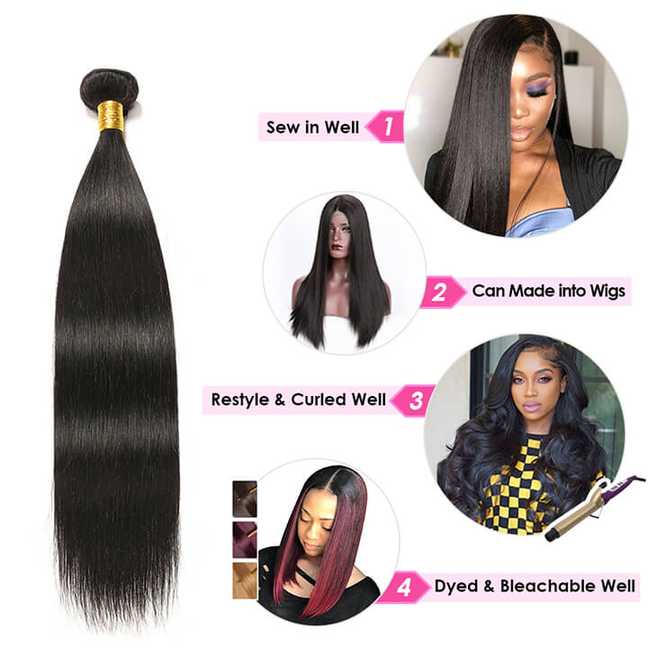 1/3 Bundles Straight Hair Bundles 1/3 Piece Human Hair Extensions For Women 8-30 Inch