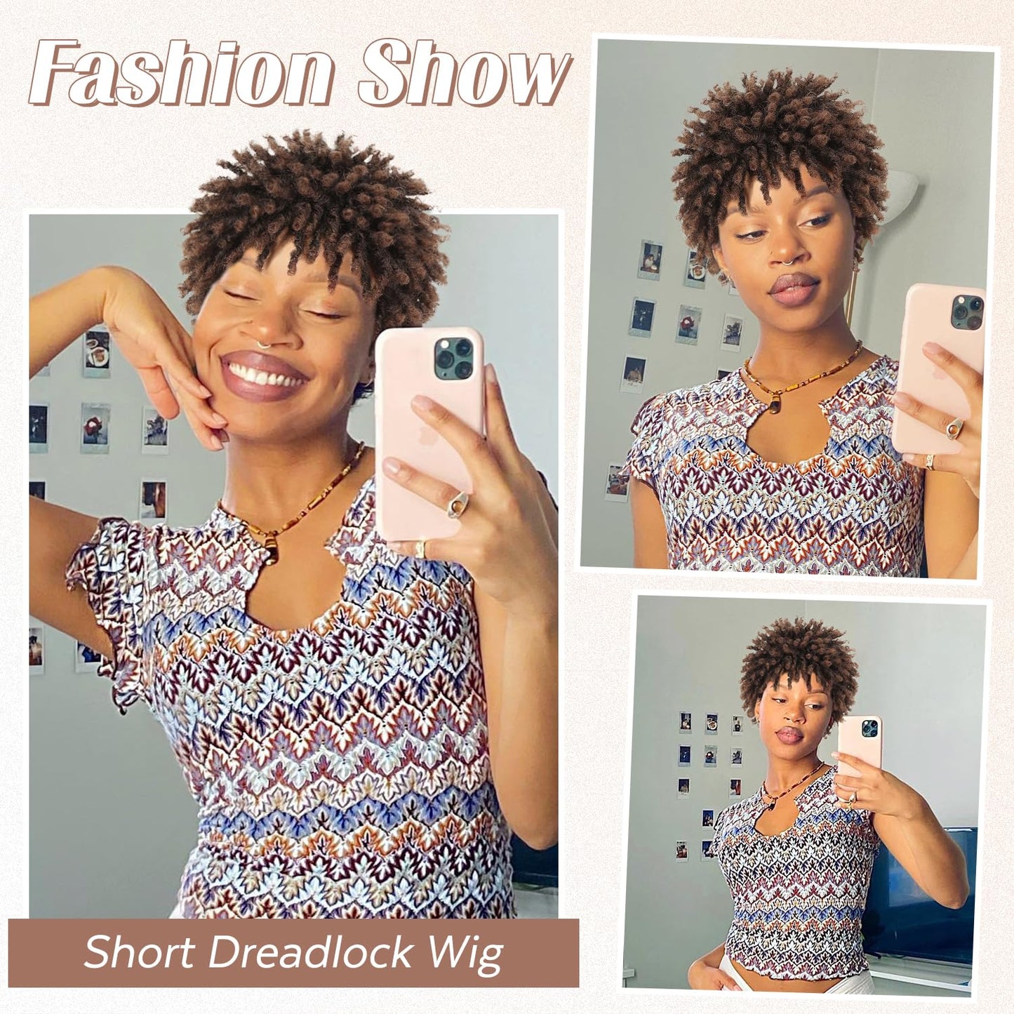 Faux Locs Braid Wigs for Women and Men Short Afro Locs Dreadlock Wig Twist Braided Dreads Wig Natural Curly Synthetic Wig