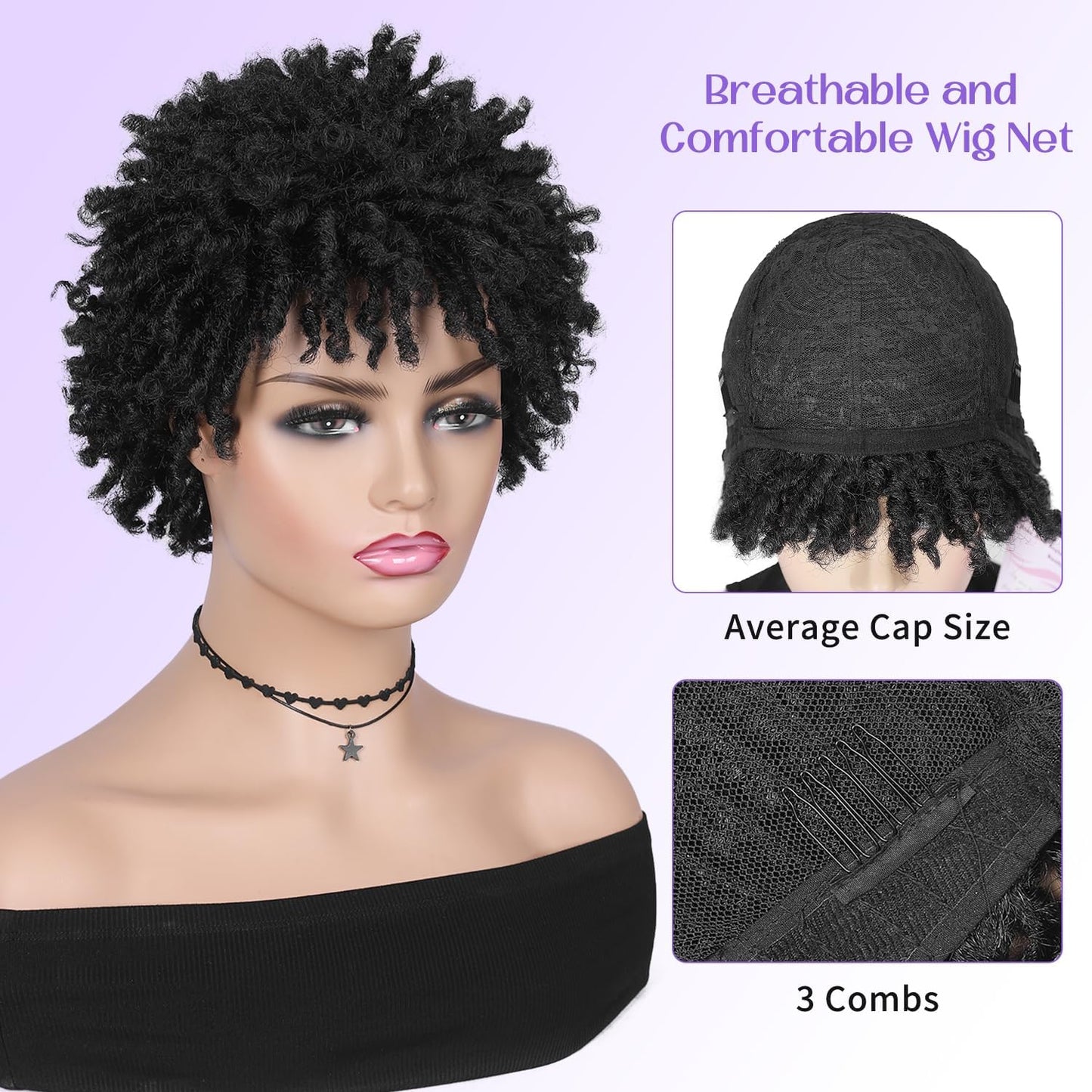 Faux Locs Braid Wigs for Women and Men Short Afro Locs Dreadlock Wig Twist Braided Dreads Wig Natural Curly Synthetic Wig