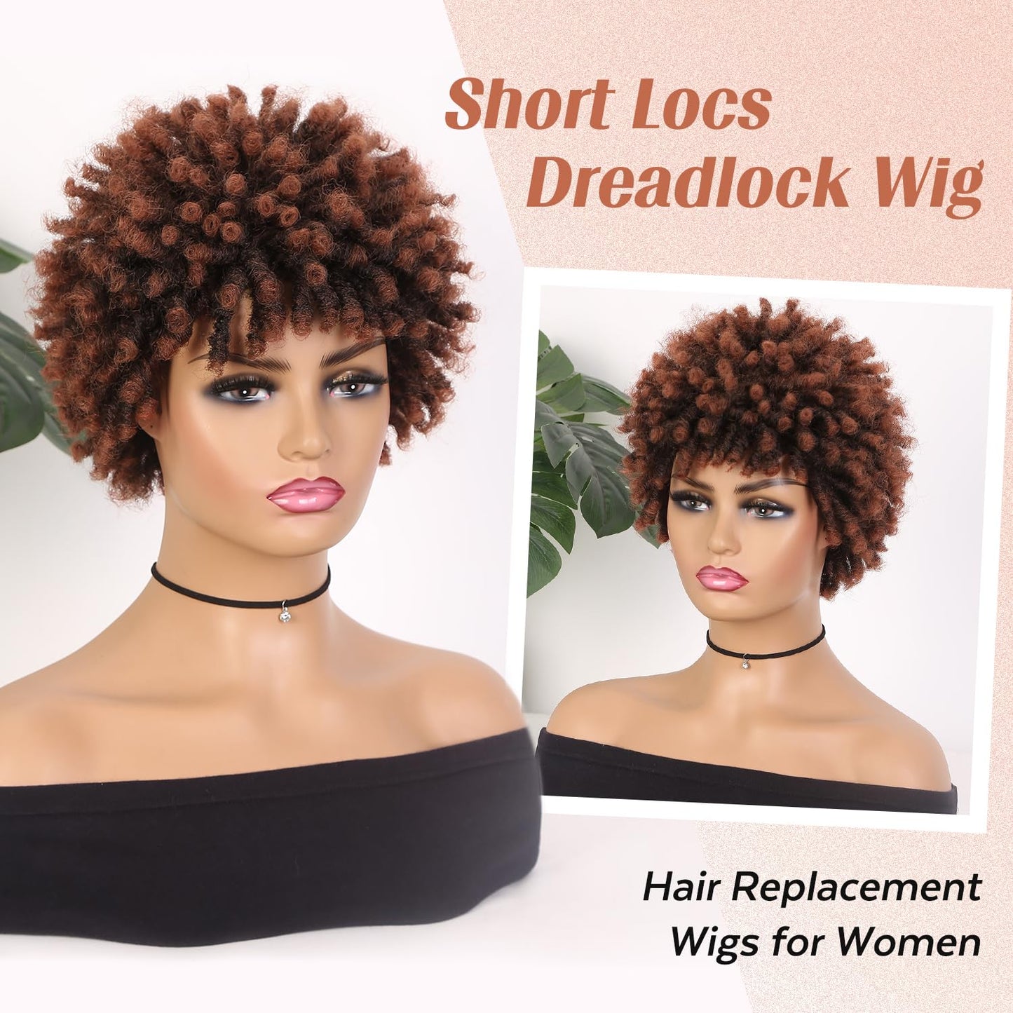 Faux Locs Braid Wigs for Women and Men Short Afro Locs Dreadlock Wig Twist Braided Dreads Wig Natural Curly Synthetic Wig