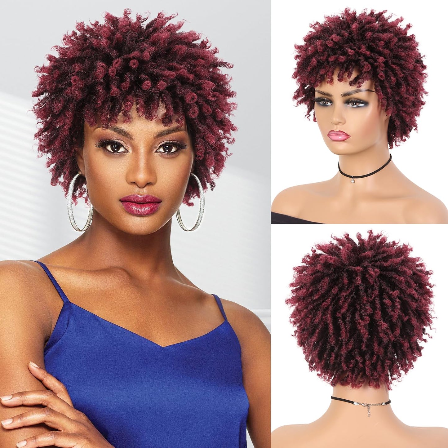 Faux Locs Braid Wigs for Women and Men Short Afro Locs Dreadlock Wig Twist Braided Dreads Wig Natural Curly Synthetic Wig