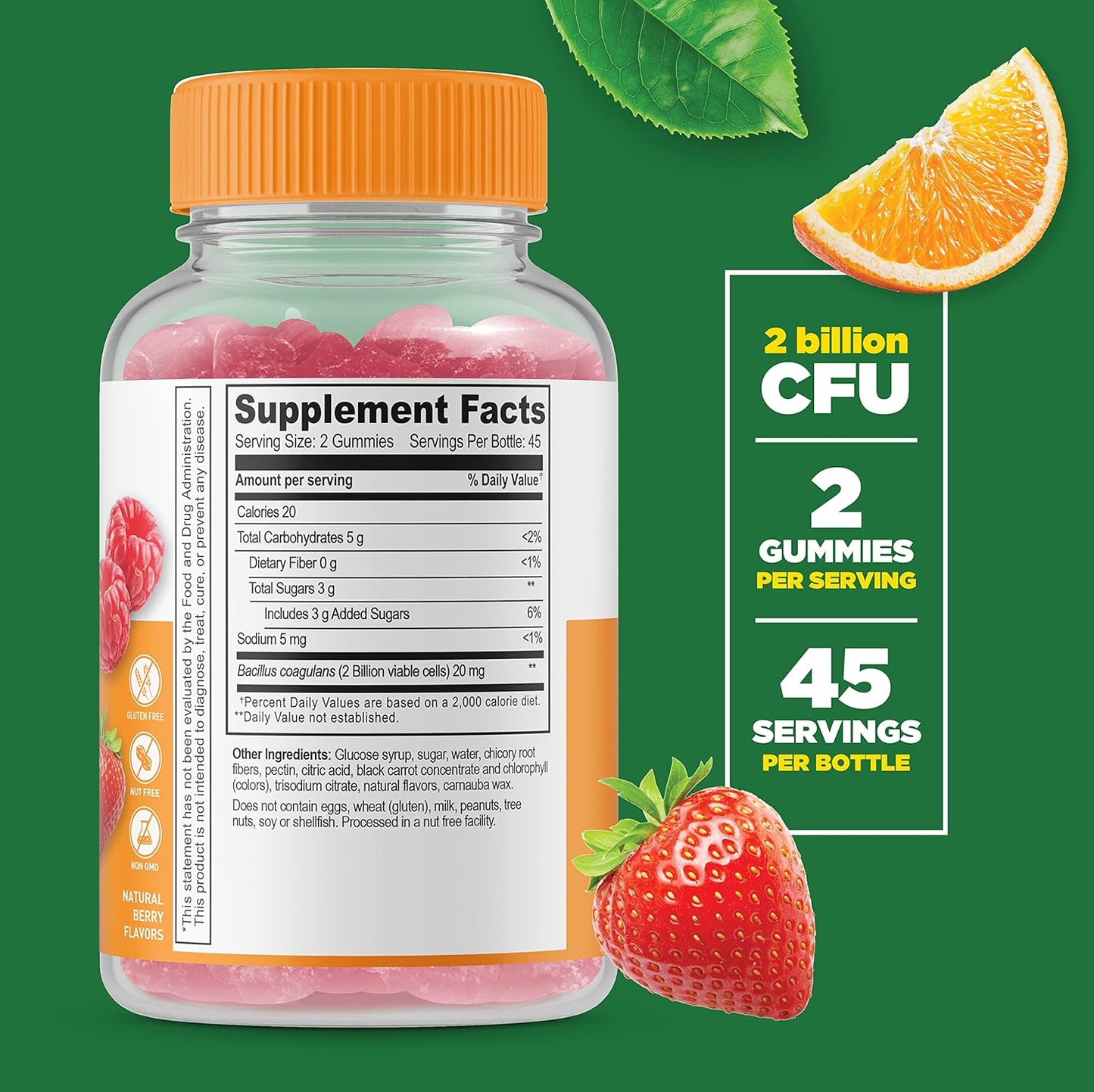 Probiotics - 2 Billion CFU - Great Tasting Natural Flavor Gummy Supplement - Gluten Free Vegetarian Probiotic Chewable - for Gut Health and Immune Support - for Adults, Man Women - 90 Gummies
