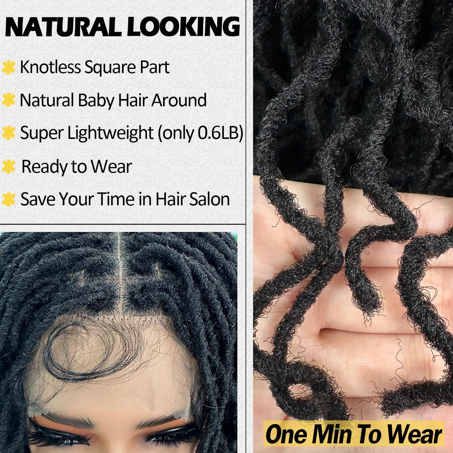 Dreadlock Wig Curly 4x4 Lace Frontal Ombre Strawberry Blonde 16 Inch Twist Faux Locs Wigs for Balck Women Afro Curly Braided Synthetic Wig