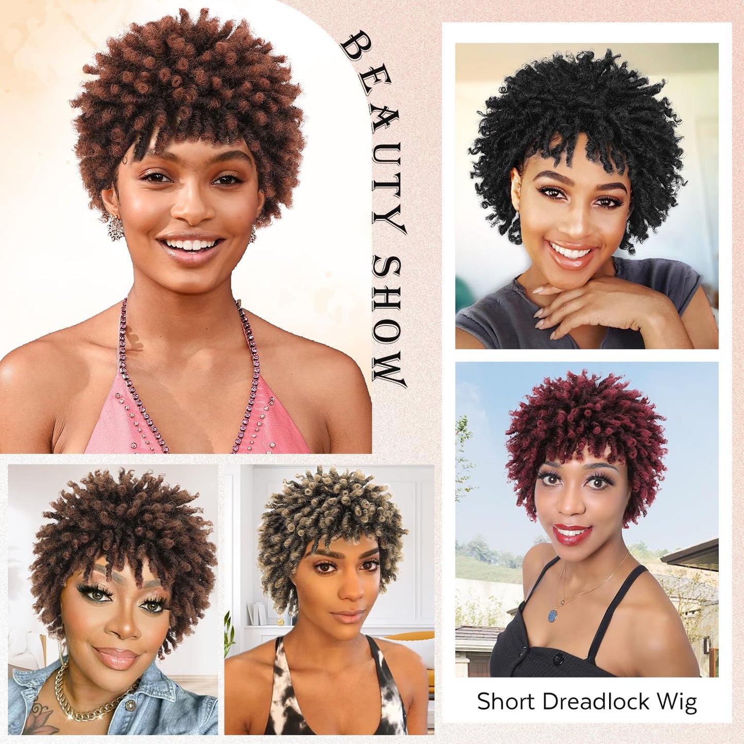 Faux Locs Braid Wigs for Women and Men Short Afro Locs Dreadlock Wig Twist Braided Dreads Wig Natural Curly Synthetic Wig