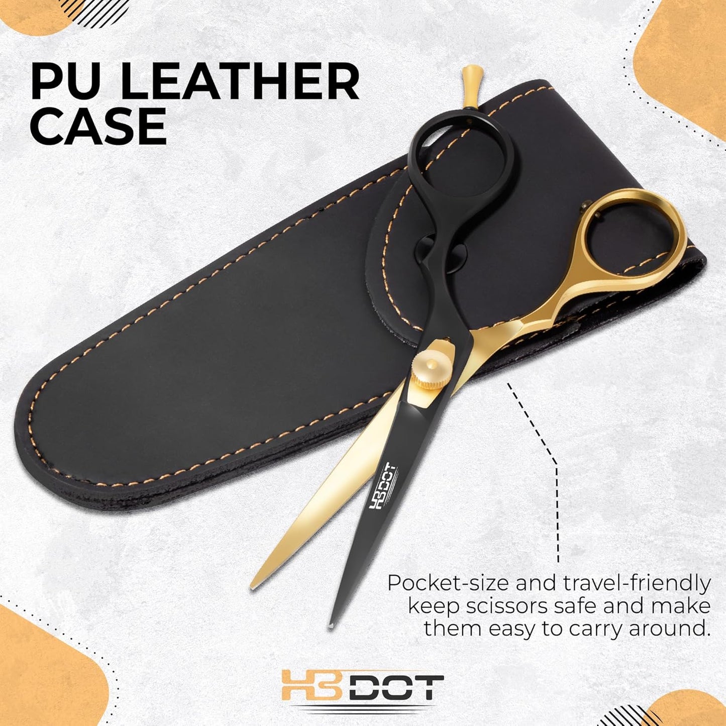 HB DOT Professional Mustache Scissors, 5.5 Inches Mustache and Beard Scissors, German Stainless Steel Beard Scissors for Men with Beautiful Case and Mustache Comb. (Silver and Gold)
