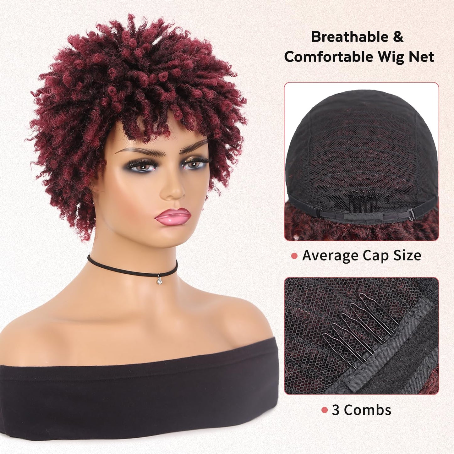 Faux Locs Braid Wigs for Women and Men Short Afro Locs Dreadlock Wig Twist Braided Dreads Wig Natural Curly Synthetic Wig