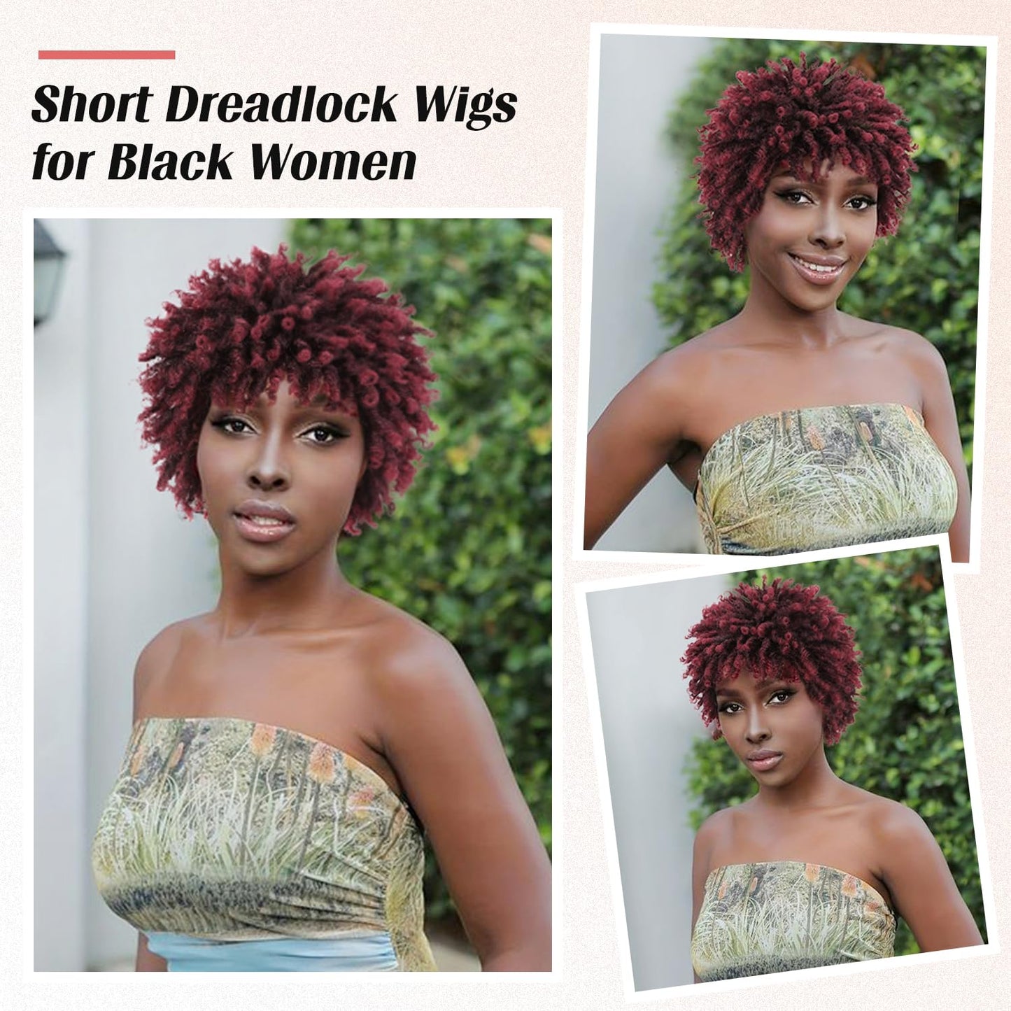 Faux Locs Braid Wigs for Women and Men Short Afro Locs Dreadlock Wig Twist Braided Dreads Wig Natural Curly Synthetic Wig