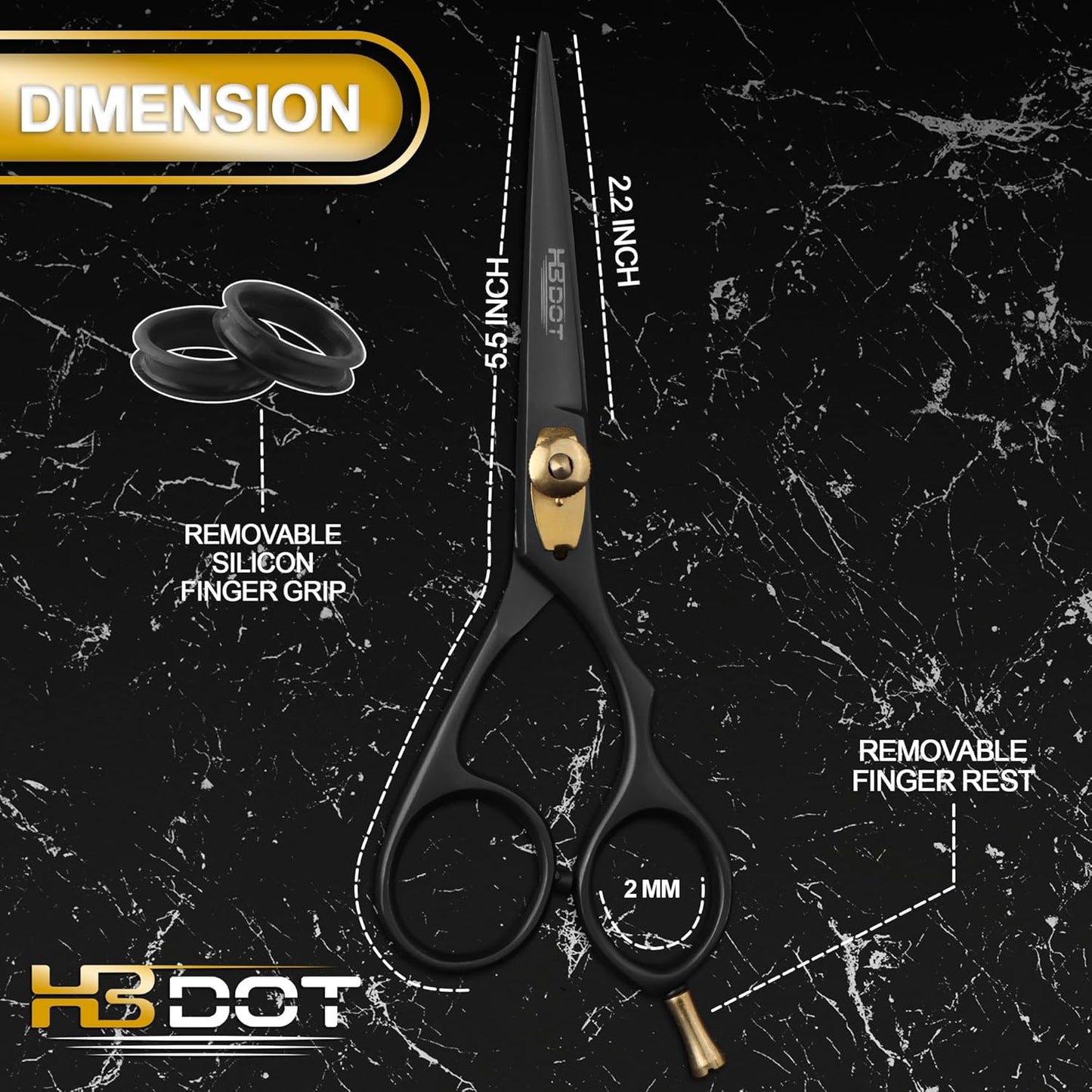 HB DOT Professional Mustache Scissors, 5.5 Inches Mustache and Beard Scissors, German Stainless Steel Beard Scissors for Men with Beautiful Case and Mustache Comb. (Silver and Gold)