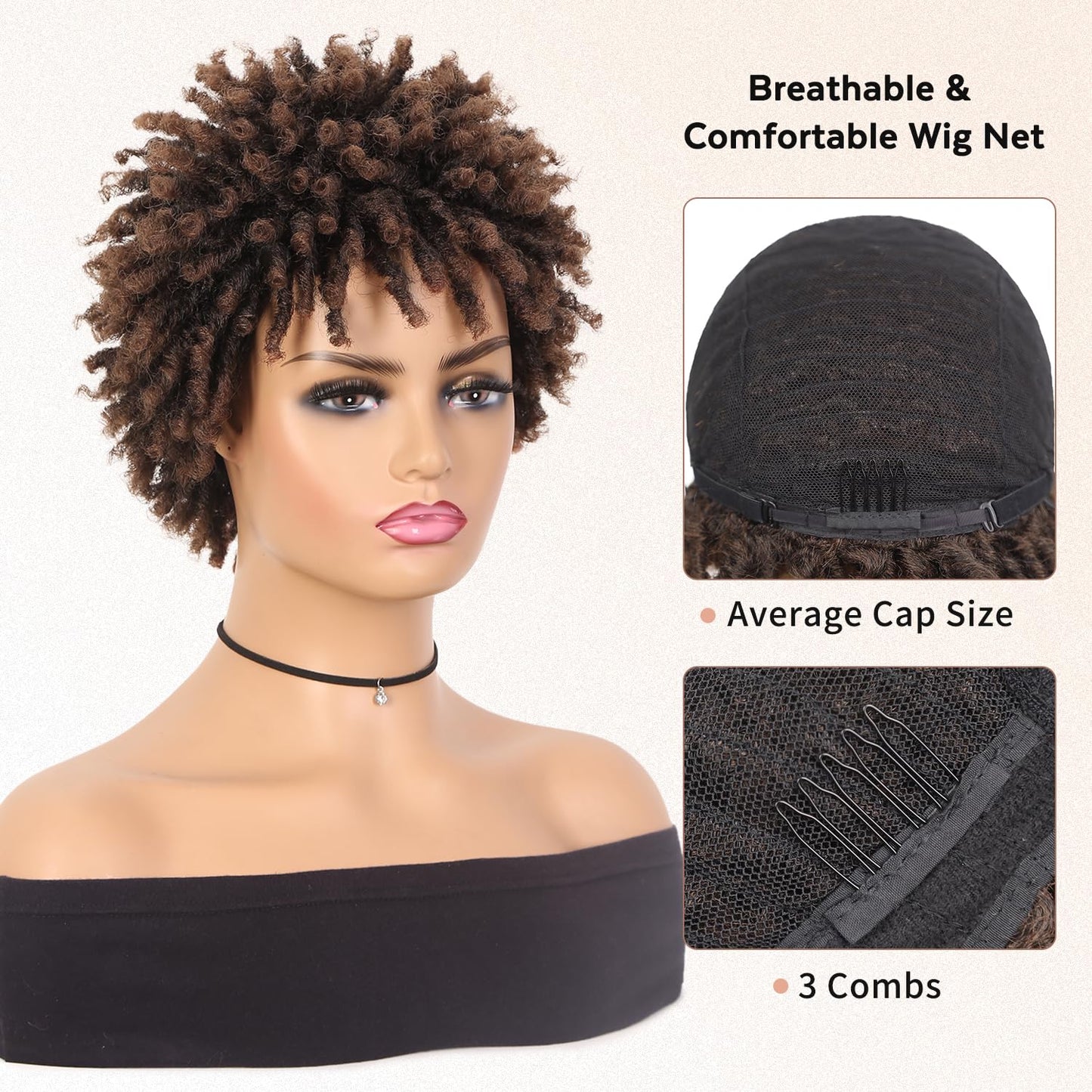 Faux Locs Braid Wigs for Women and Men Short Afro Locs Dreadlock Wig Twist Braided Dreads Wig Natural Curly Synthetic Wig