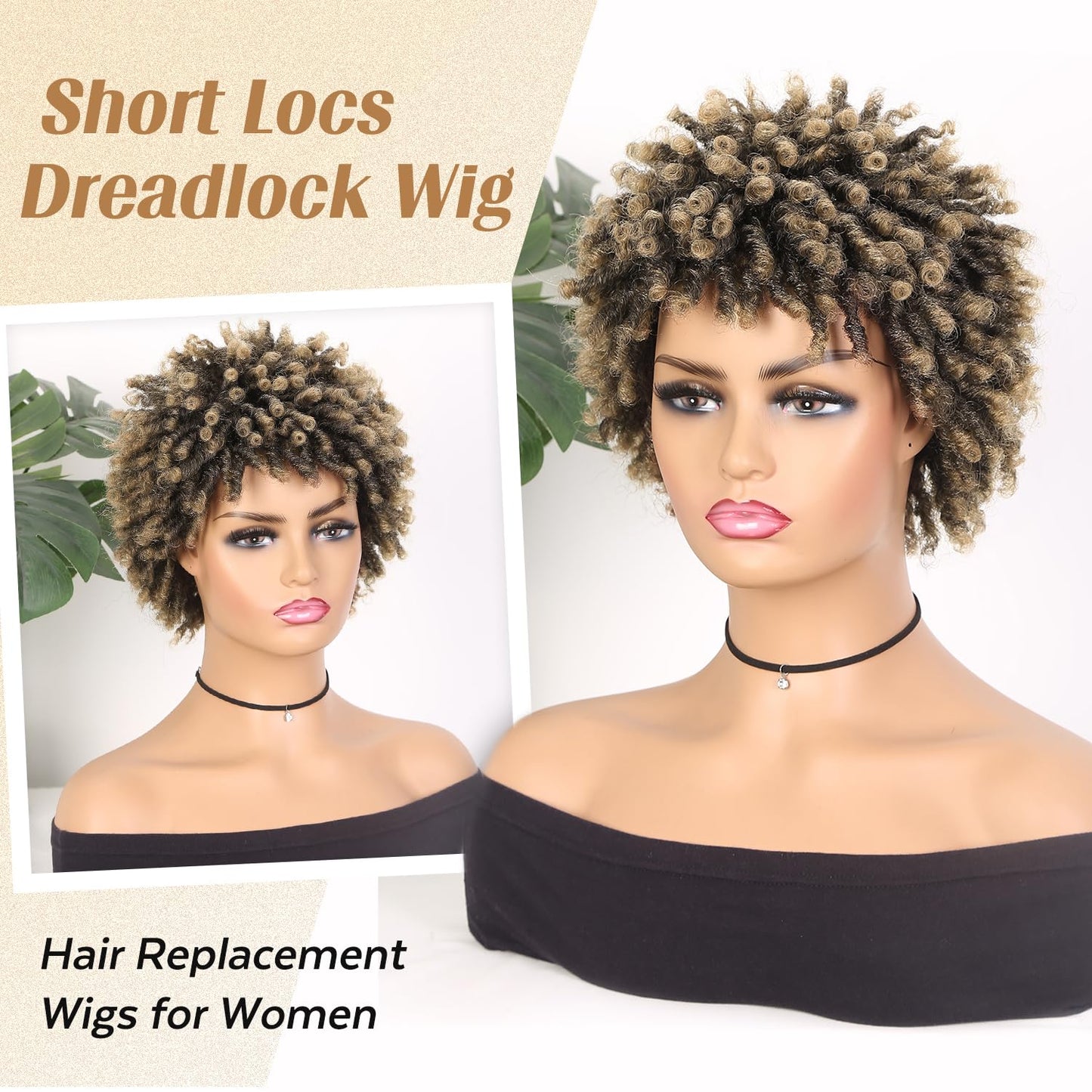 Faux Locs Braid Wigs for Women and Men Short Afro Locs Dreadlock Wig Twist Braided Dreads Wig Natural Curly Synthetic Wig
