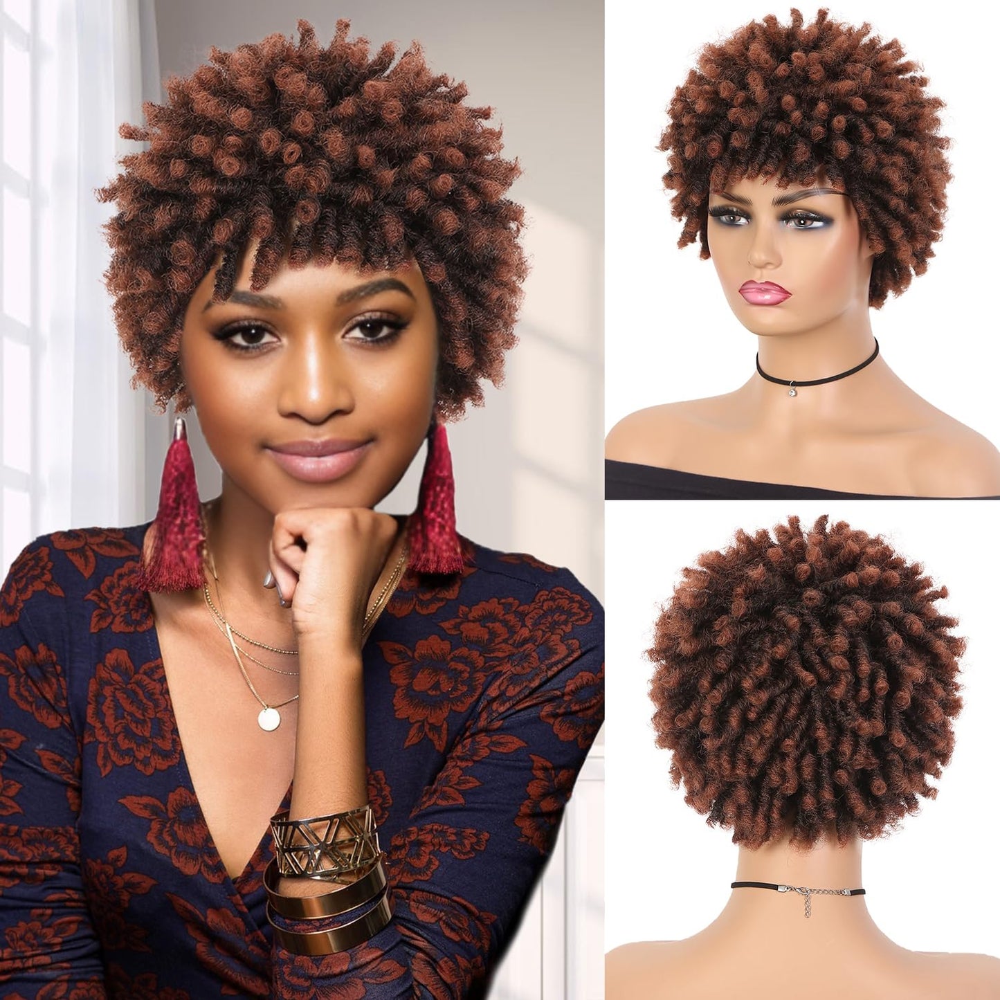 Faux Locs Braid Wigs for Women and Men Short Afro Locs Dreadlock Wig Twist Braided Dreads Wig Natural Curly Synthetic Wig