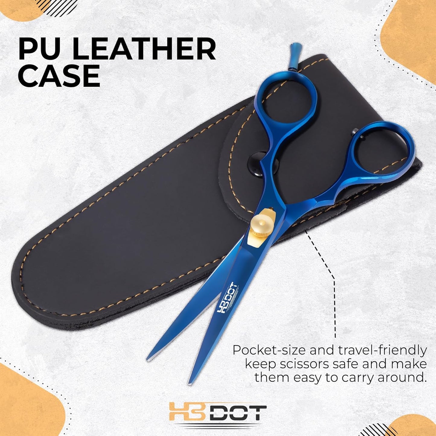 HB DOT Professional Mustache Scissors, 5.5 Inches Mustache and Beard Scissors, German Stainless Steel Beard Scissors for Men with Beautiful Case and Mustache Comb. (Silver and Gold)