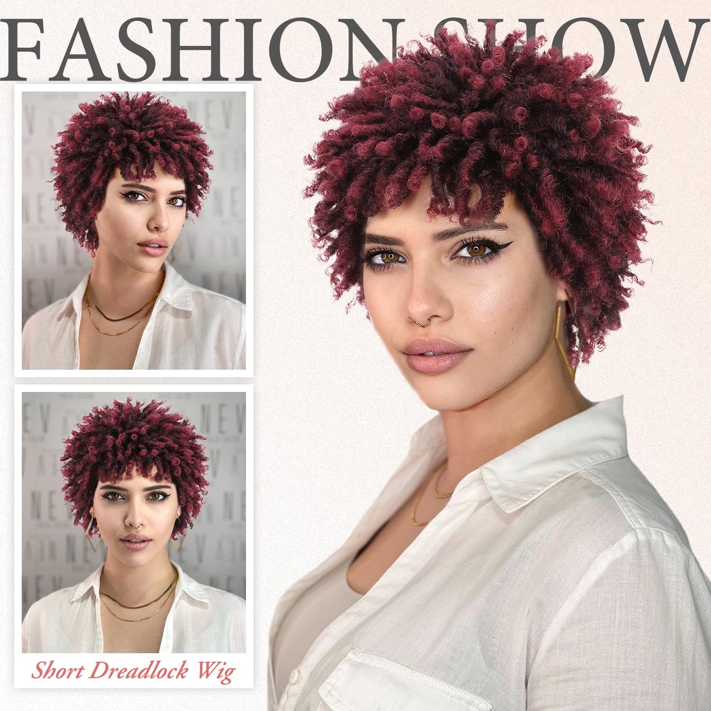 Faux Locs Braid Wigs for Women and Men Short Afro Locs Dreadlock Wig Twist Braided Dreads Wig Natural Curly Synthetic Wig