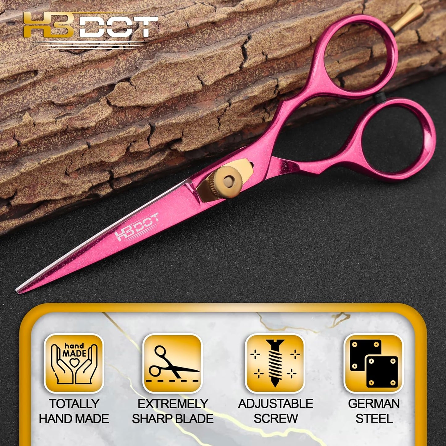 HB DOT Professional Mustache Scissors, 5.5 Inches Mustache and Beard Scissors, German Stainless Steel Beard Scissors for Men with Beautiful Case and Mustache Comb. (Silver and Gold)