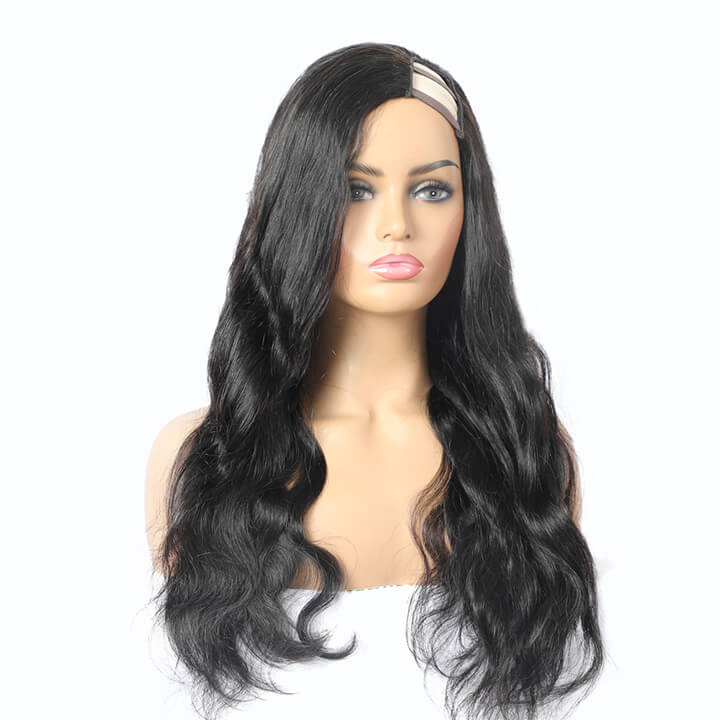 Glueless Brazilian Body Wave U Part Human Hair Wigs No Lace (Super Natural Look)