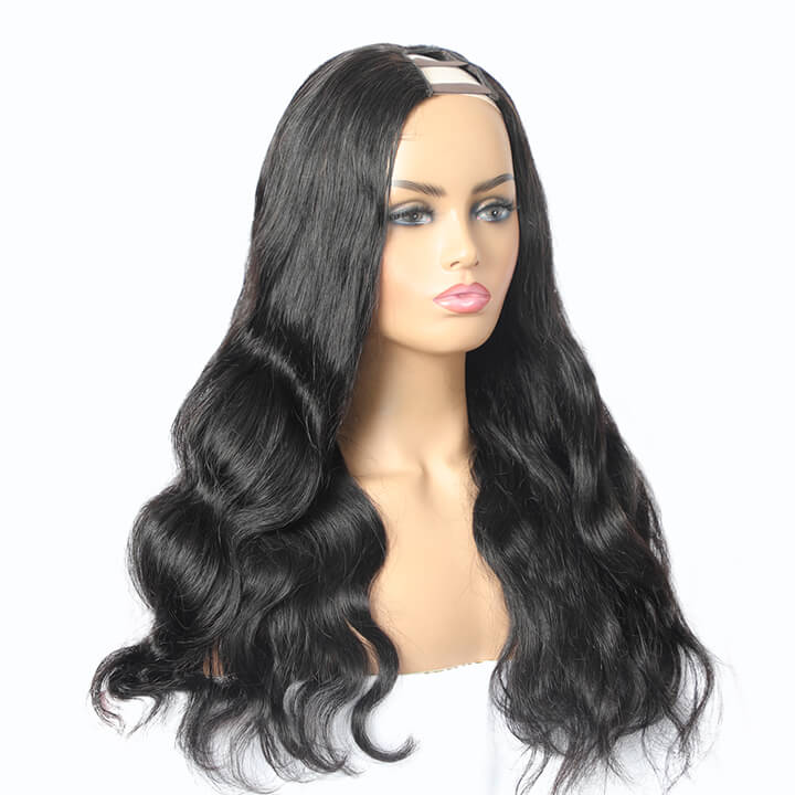 Glueless Brazilian Body Wave U Part Human Hair Wigs No Lace (Super Natural Look)