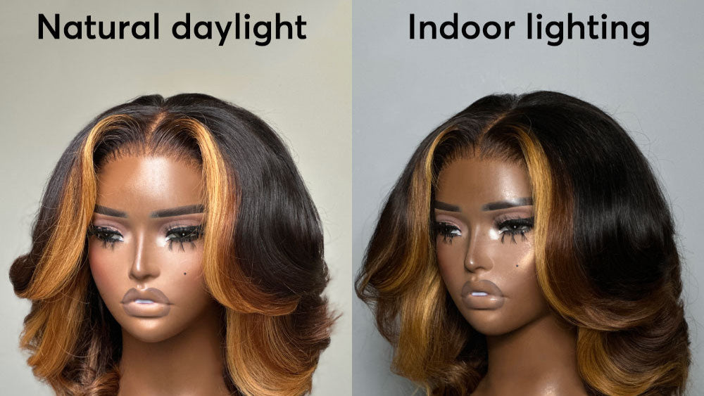 Honey Blonde Highlights Layered Cut Bob Lace Wig