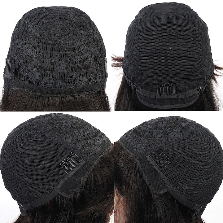 Highlight Straight Wig With Bangs Glueless Machine Made Wigs Human Hair Wig