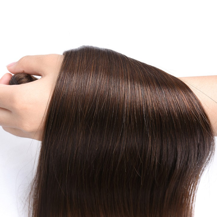 #4 Light Brown Straight Hair Weave 1/3 Bundles Brazilian Human Hair Extension