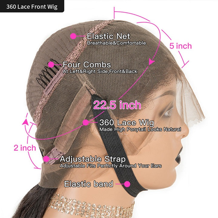 360 Lace Frontal Wig Brazilian Water Wave Lace Front Wig Glueless Human Hair Wigs - Healthier Me Beauty, LLC