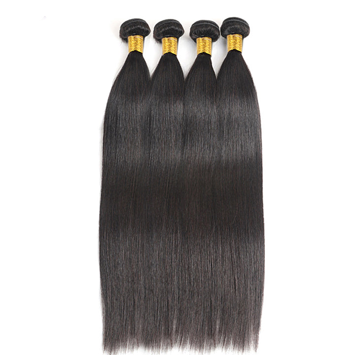 Straight Human Hair 3 Bundles With Frontal Single Invisiable Knots 13x4 Lace Frontal With Hair Bundles