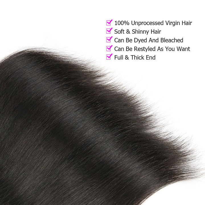 Straight Human Hair 3 Bundles With Frontal Single Invisiable Knots 13x4 Lace Frontal With Hair Bundles