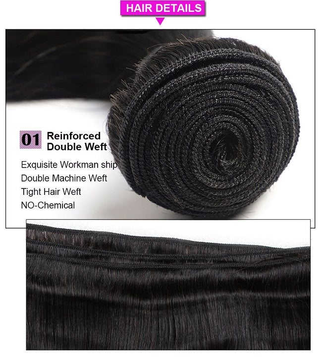 Straight Human Hair 3 Bundles With Frontal Single Invisiable Knots 13x4 Lace Frontal With Hair Bundles