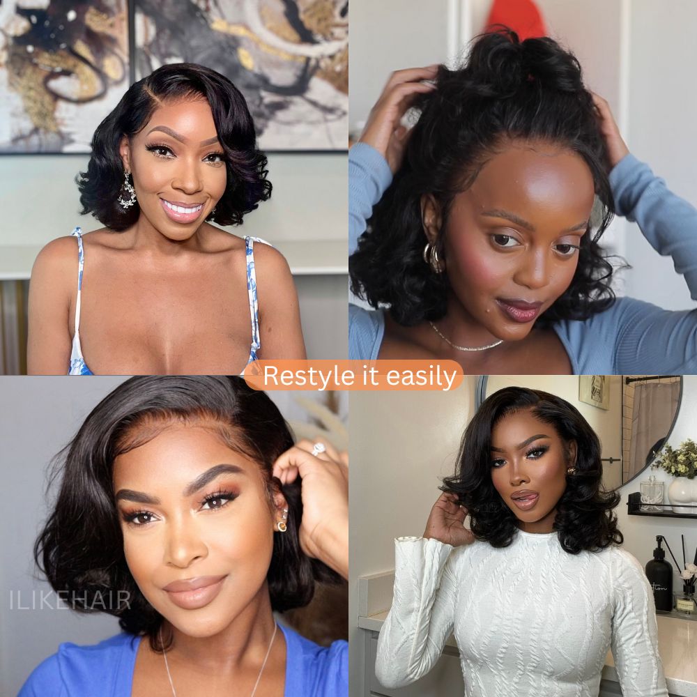 Designer Layered Bob Short Wavy Lace Wig