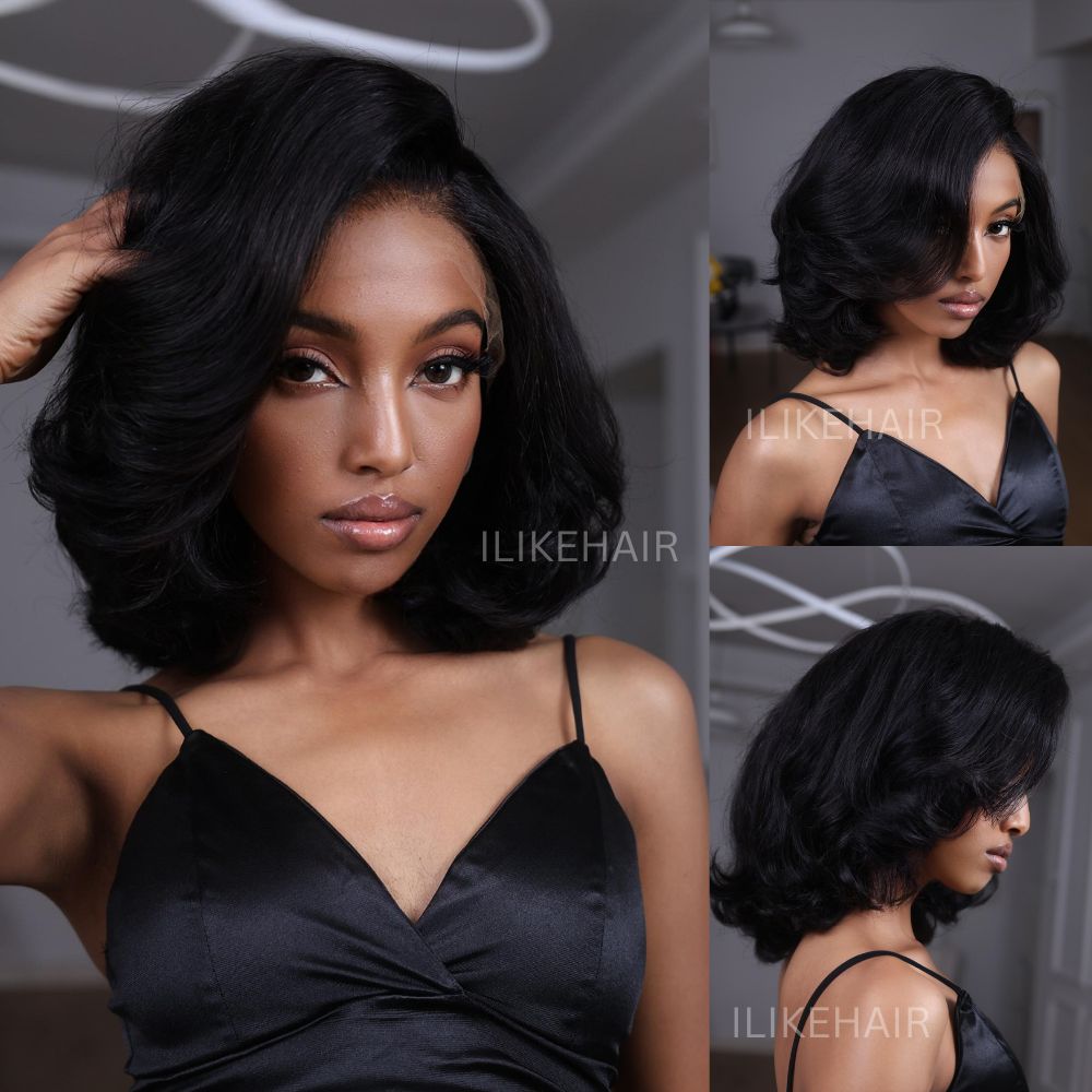 Designer Layered Bob Short Wavy Lace Wig