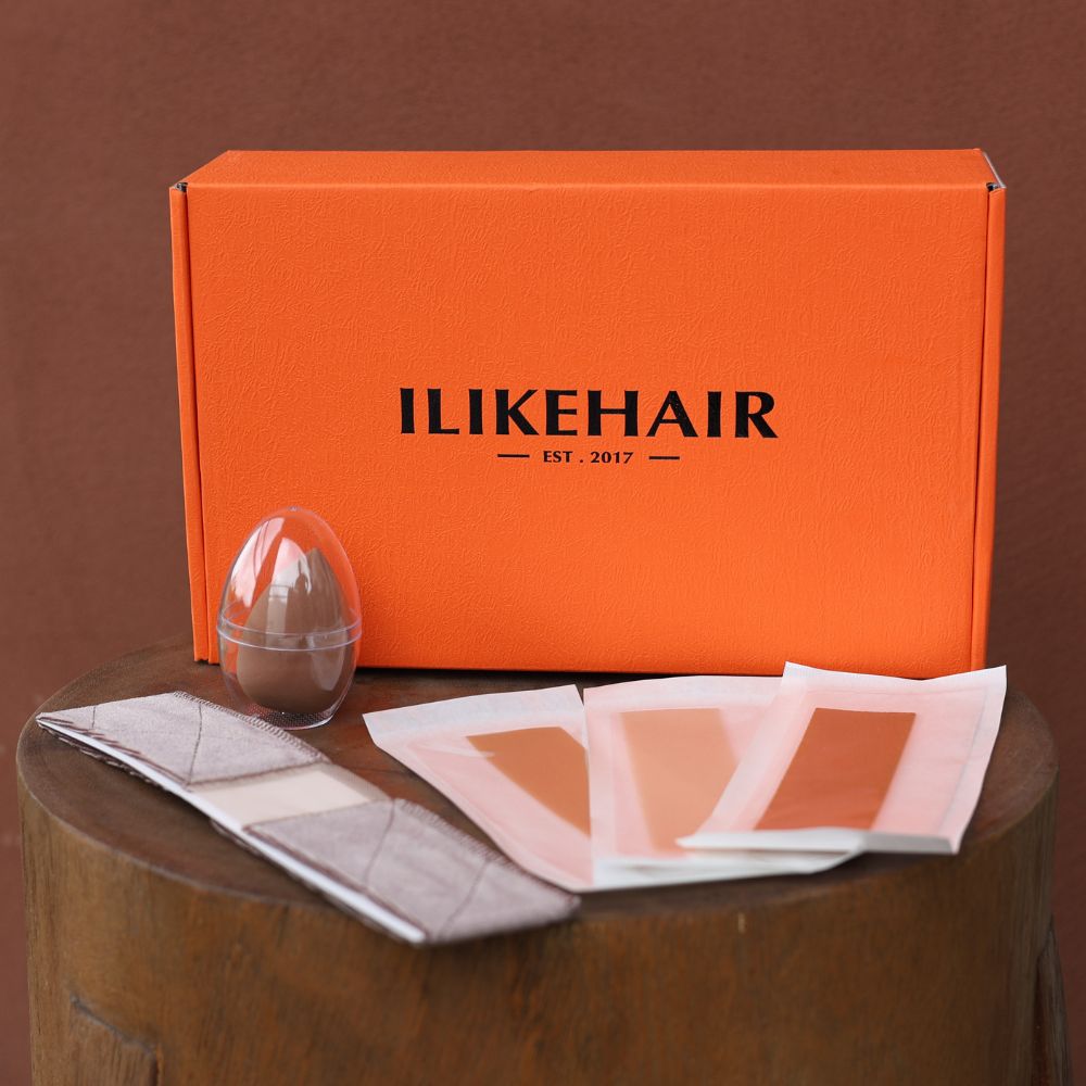 Ombre Chestnut Brown Highlights Curtain Bangs with Layered Cut Wavy Lace Closure Wig