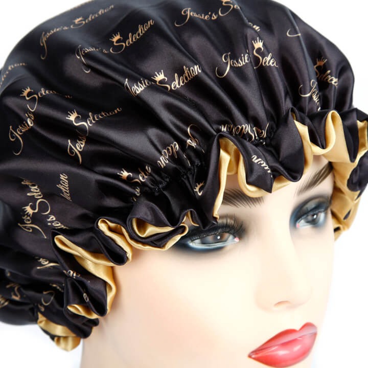 Jessie's Selection Hair Satin Bonnet For Sleeping Shower Cap Silk Bonnet Bonnet Femme Women Night Sleep Cap Head Cover Wide Elastic Band