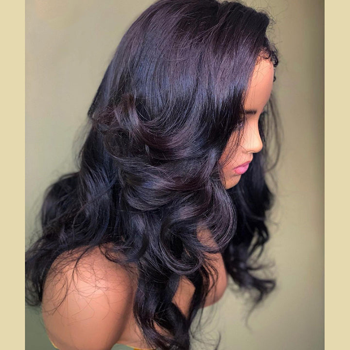 Glueless Body Wave 13x4 Lace Front Wig With Realistic Curly Edges Kinky Baby Hair