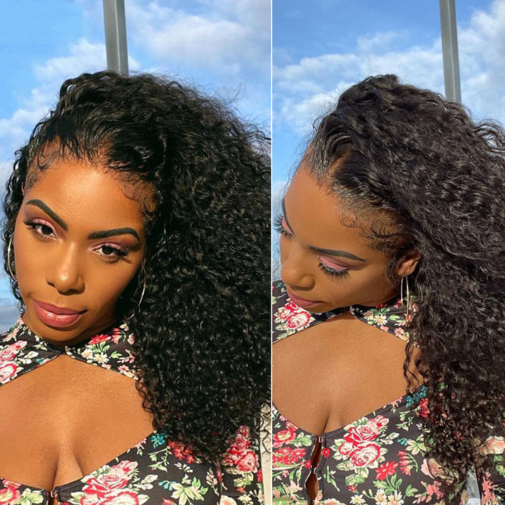 4C Hairline Glueless Curly 13x4 Human Hair Lace Wig With Curly Edges Baby Hair