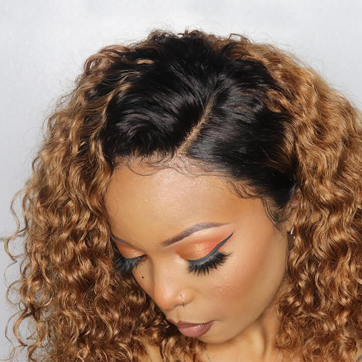 $119.99 18" Ombre Honey Blonde Bob 13x4 Lace Water Wave Wigs Flash Deal