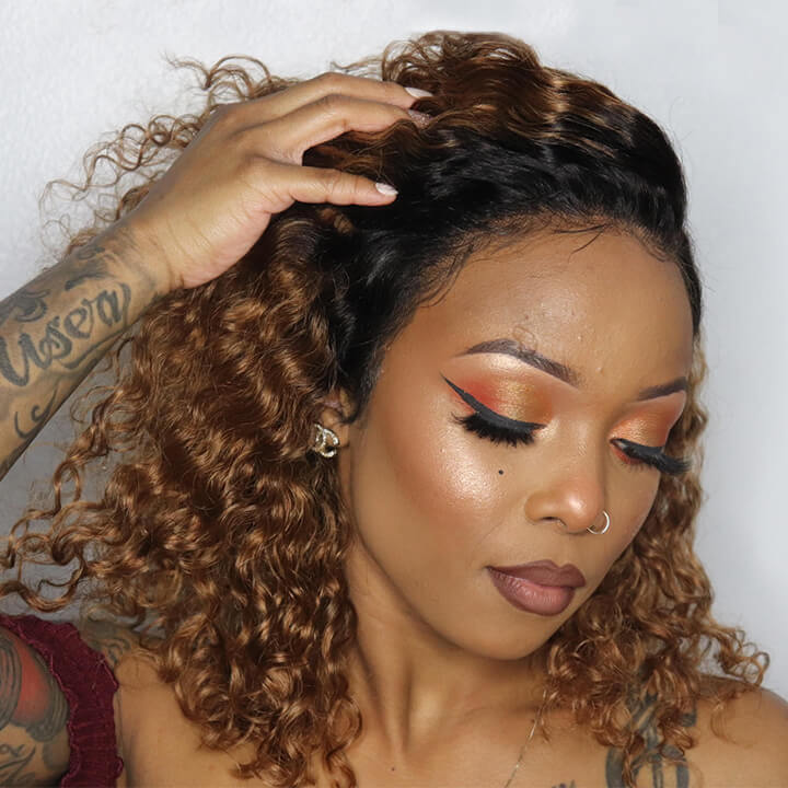 $119.99 18" Ombre Honey Blonde Bob 13x4 Lace Water Wave Wigs Flash Deal