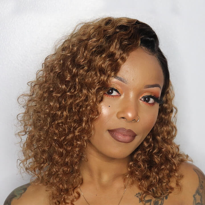 $119.99 18" Ombre Honey Blonde Bob 13x4 Lace Water Wave Wigs Flash Deal