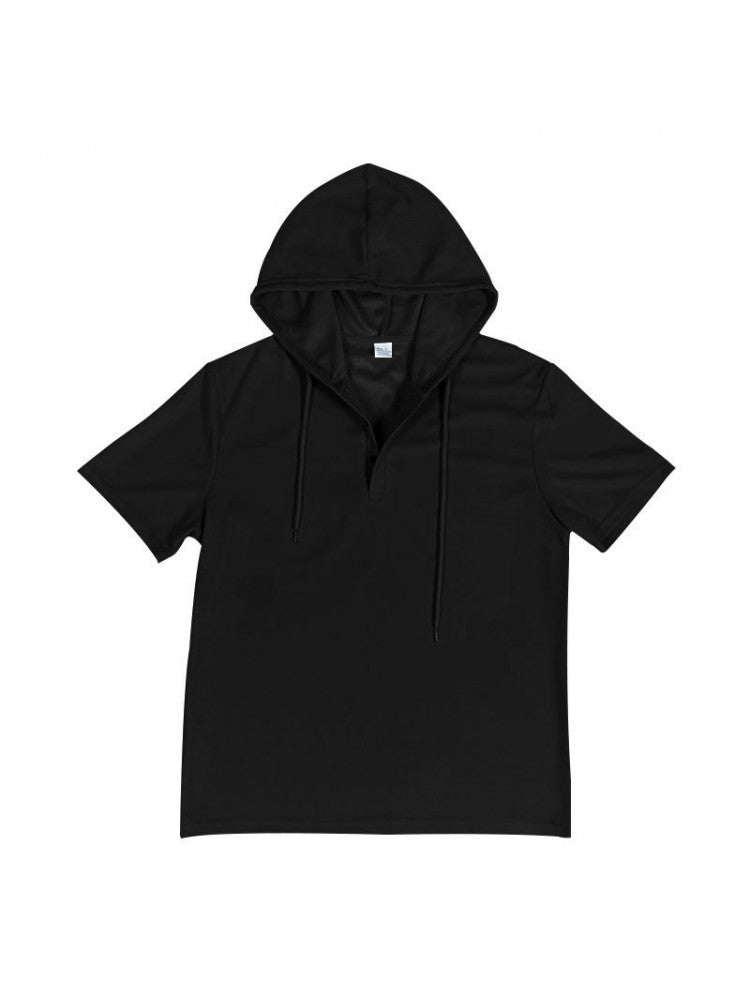 Patchwork Hooded Short Sleeve Short Suit