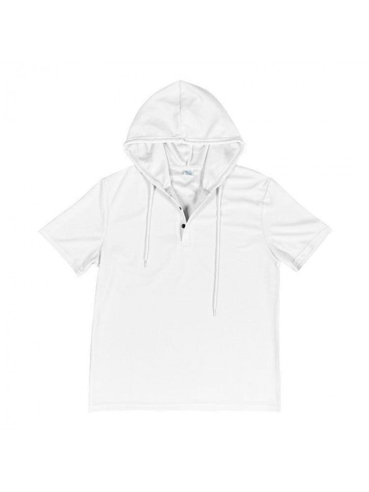 Patchwork Hooded Short Sleeve Short Suit